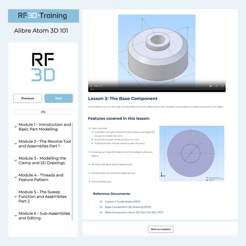 Alibre Atom 3D 101 Training Course