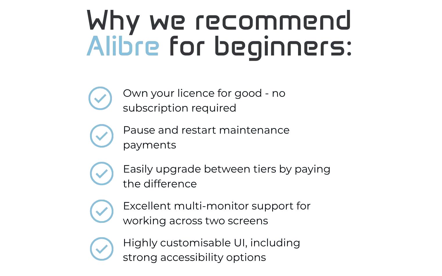 Why we recommend Alibre for beginner